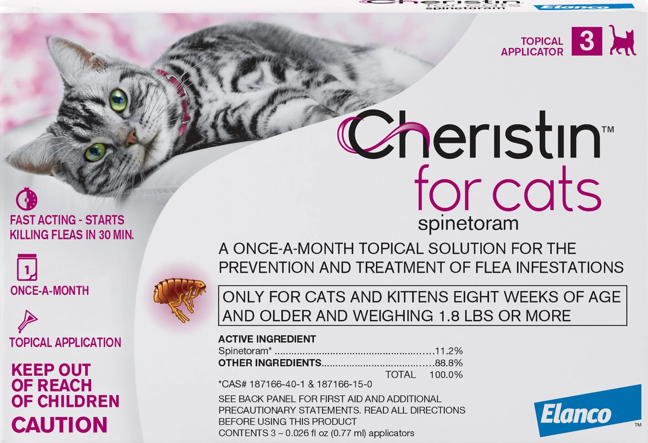 Cheristin Flea Spot Treatment for Cats, over 1.8 lbs (6 months) - Image 3